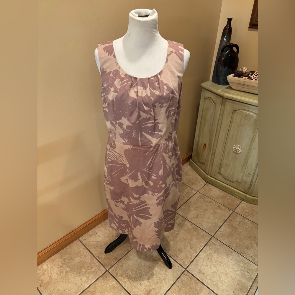 Ann Taylor LOFT Sleeveless Sheath Dress Mauve & Side Pockets & Side Zipper
